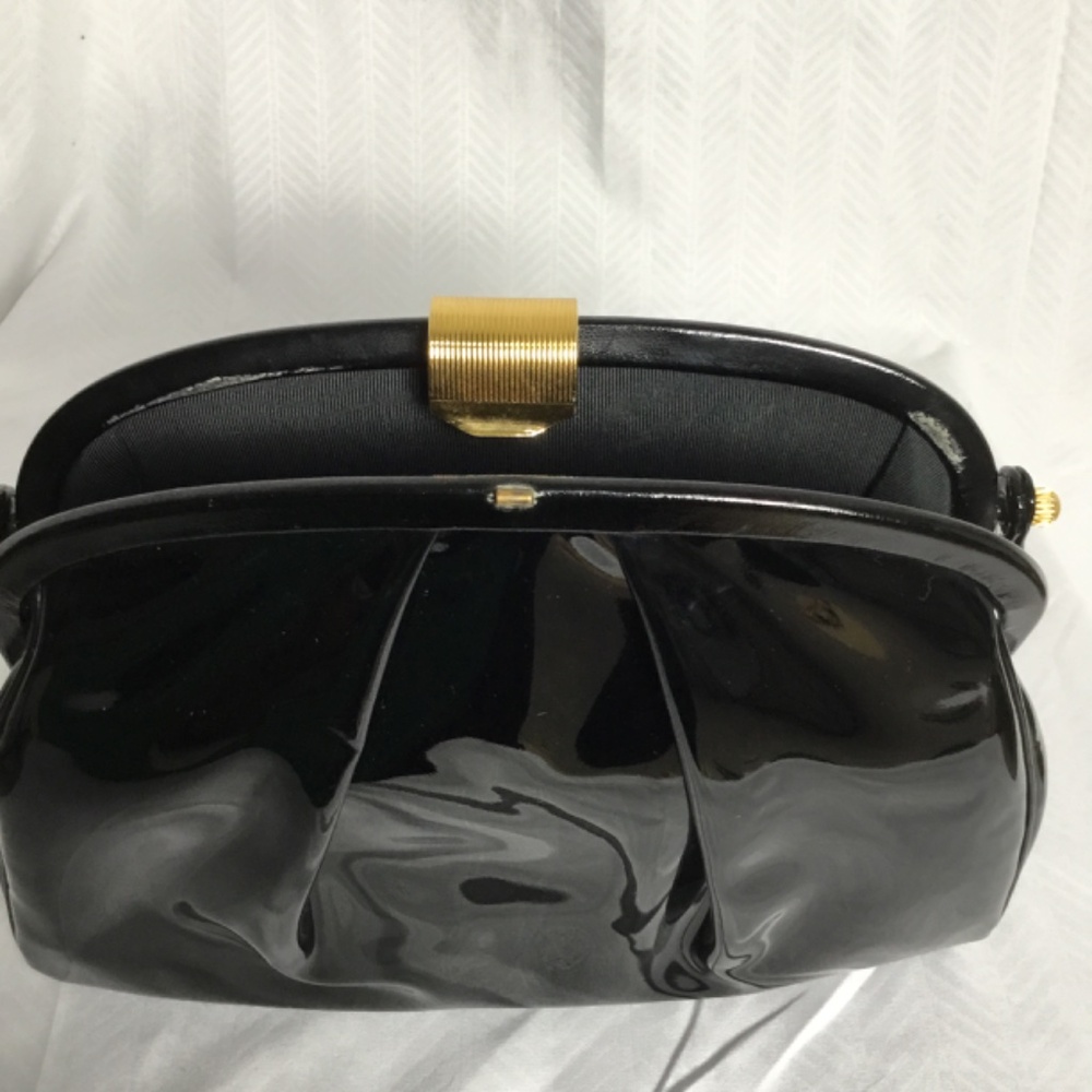 Genuine Patent Leather Vintage Handbag Black Prestige Vintage 1950s 1960s - Picture 6 of 10